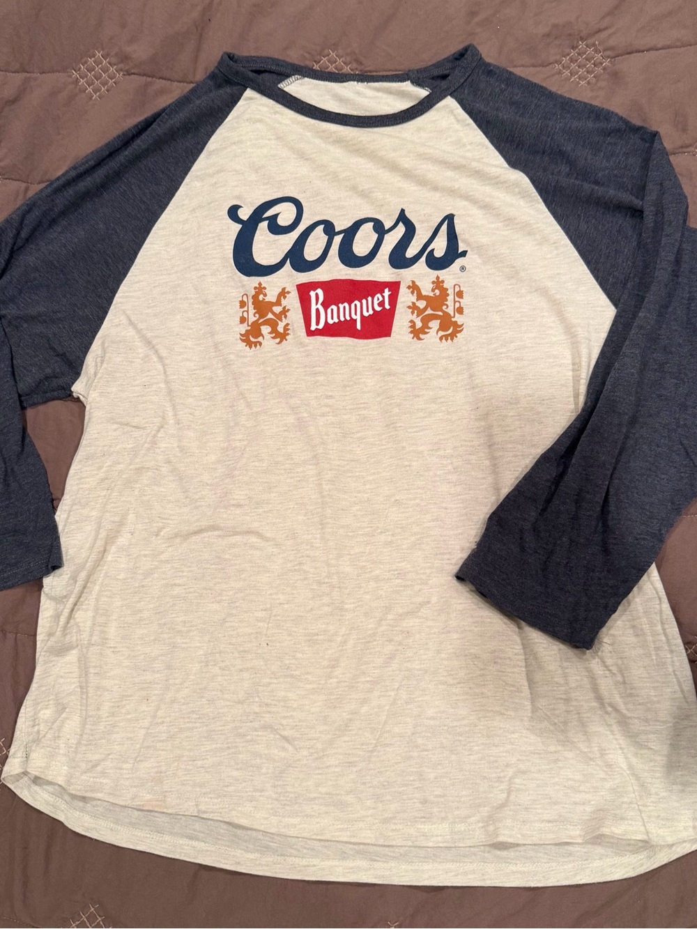 Coors Banquet Raglan Baseball Tee - Navy & Cream